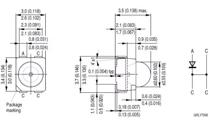 LAE65B-AABB-24-1 OSR 3528 four legged red light backup lens car tail light LED