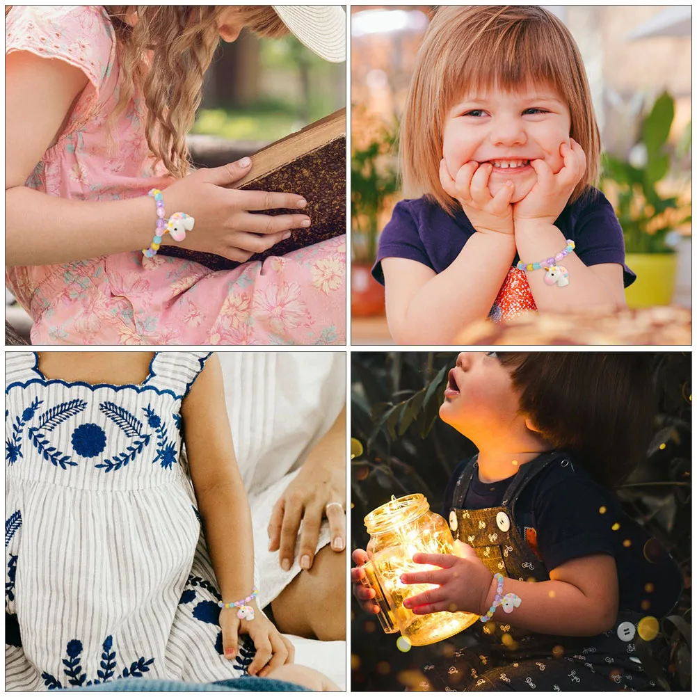 

5 Pcs Candy Colored Children's Bracelet Rainbow Bead Little Wrist Beaded Kids Bracelets Colorful Beads Girl
