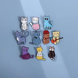 Cute Animal Cat Enamel Pins 1989 Music Guitar Cat Metal Brooches Fashion Lapel Badge Backpack Jewelry Gift for friends Wholesale