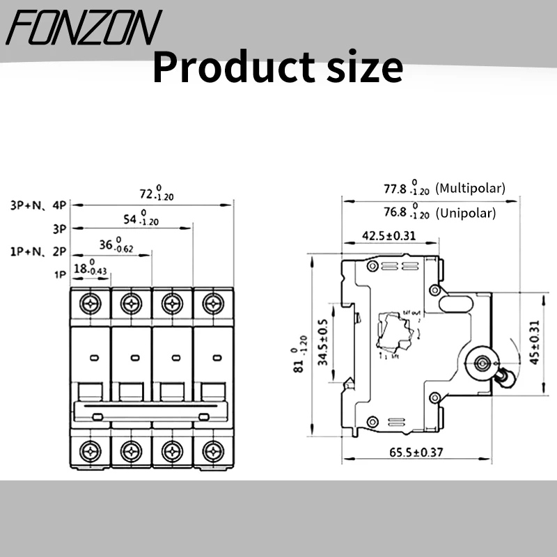 DIN rail miniature circuit breaker DZ47-63 AC household circuit air switch 1P 2P 3P 4P MCB 6A10A16A 20A 25A 32A 40A 50A 63A