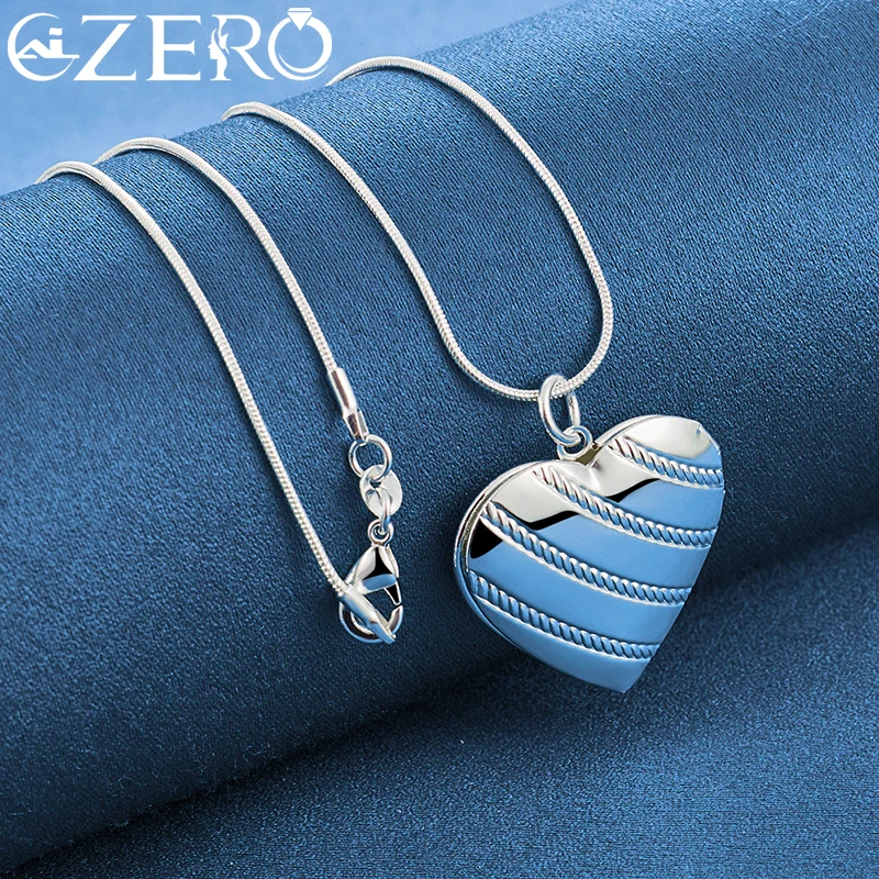 ALIZERO 925 Sterling Silver Heart Photo Frame Pendant Necklace 16-30 Inch Chain For Woman Wedding Fashion Party Charms Jewelry