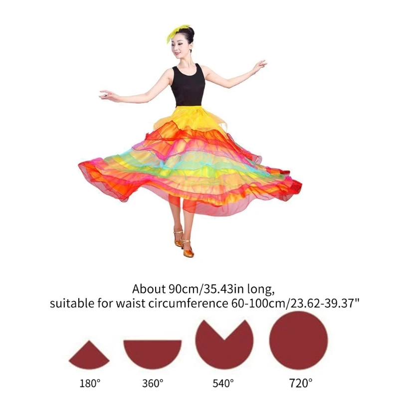 여성용 볼룸 꼬부기 긴 투투 스커트, 밸리 댄스 스커트, 플라멩코 댄스 스커트, 공연용 할로윈 코스튬 선물
