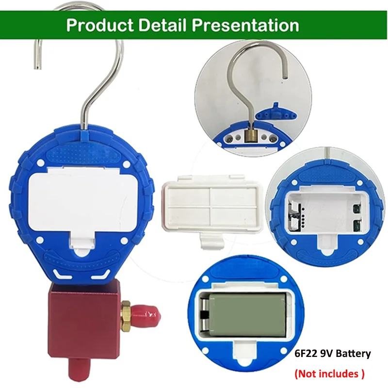 -0.1 ~ 5.0MPA Digital Manifold Pressure Gauge Refrigeration Tester Vacuum Pressure Meter HVAC Tester Freon Pressure