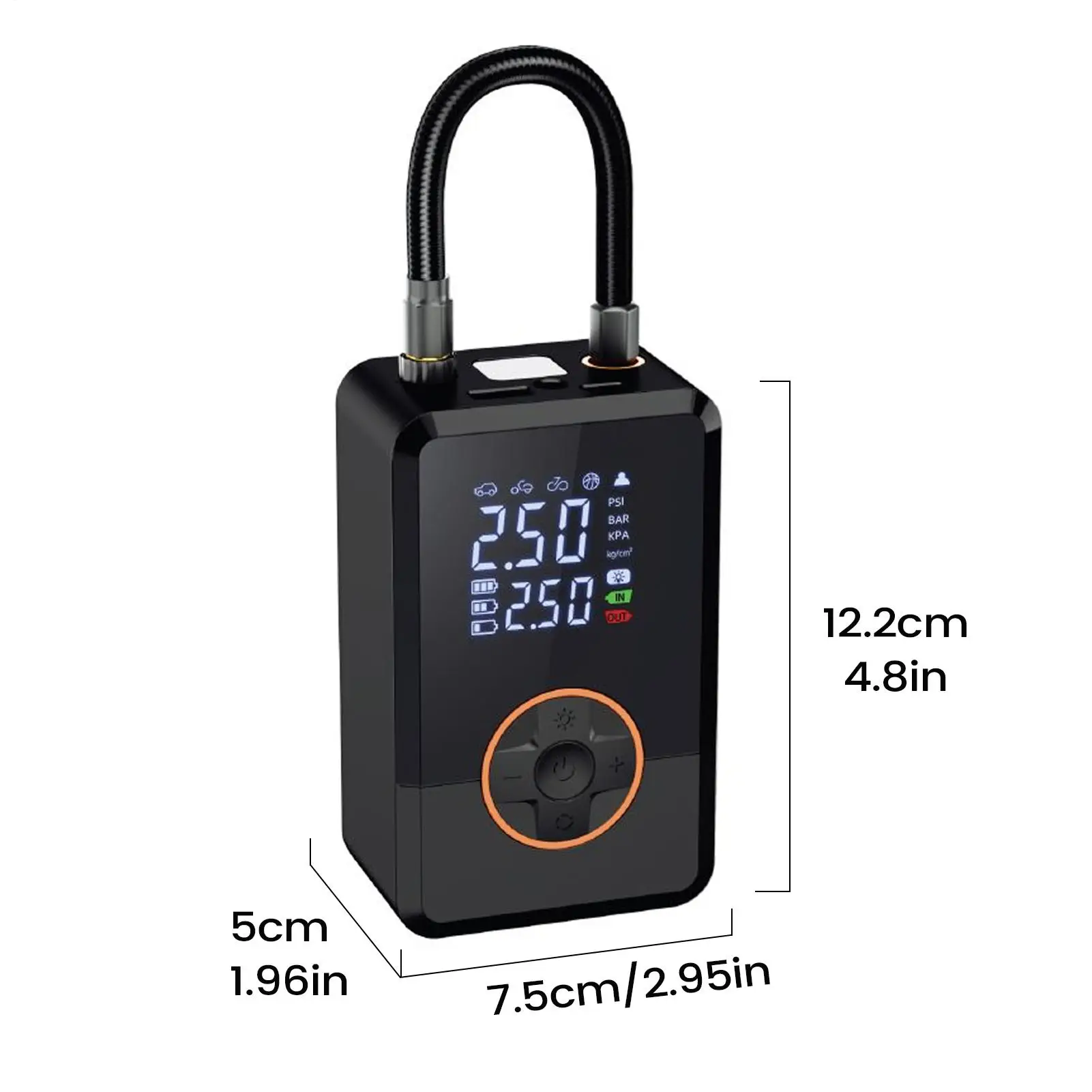 Air Compressor Portable 130 PSI Inflator Pump With LED Smart Air Compressor For Car Bike Auto Truck Road Outdoor Balloon Ball