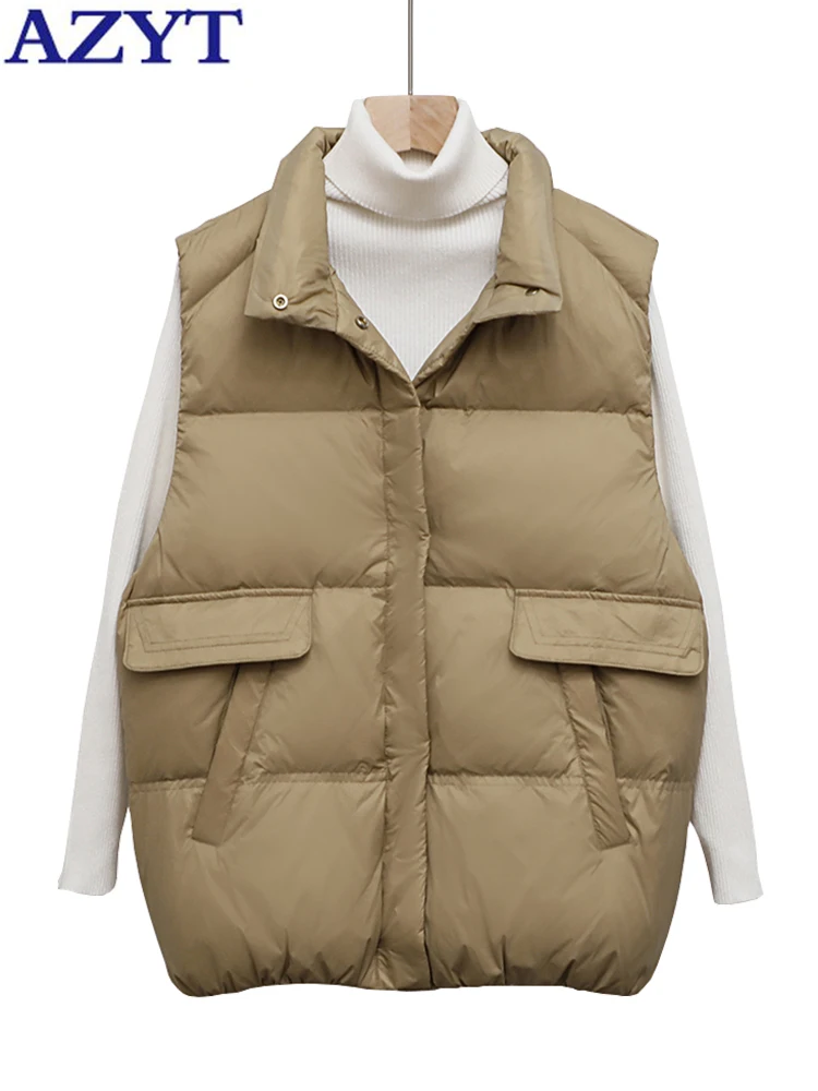 

AZYT 2022 Autumn Winter Women Vest Casual Solid Color Outwear Winter Sleeveless Jackets Female Cotton Padded Vest Waistcoat