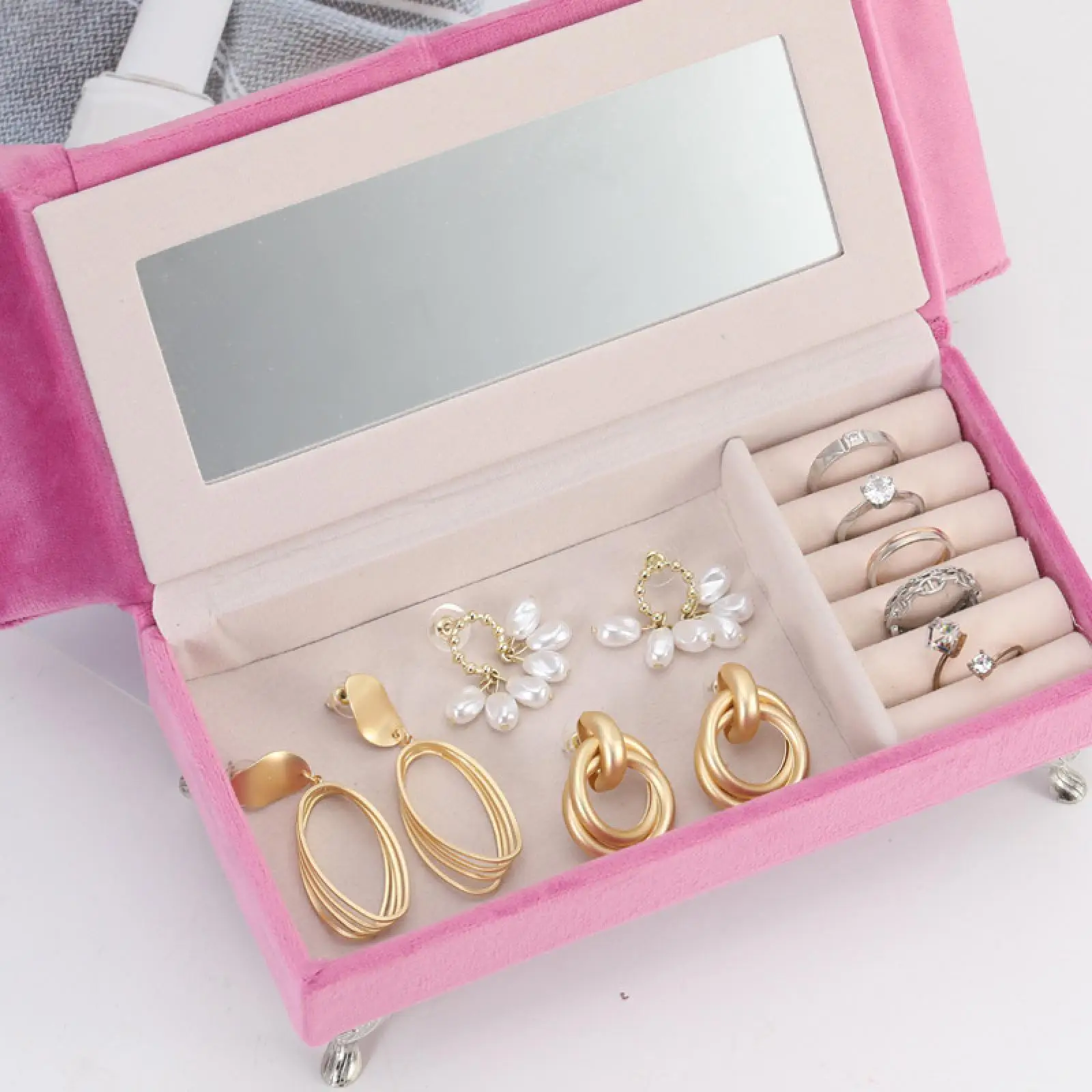 Boîte à bijoux pour canapé, boîte à bijoux pour filles et femmes, accessoires de poupée de 12 pouces, Rose, 1/6