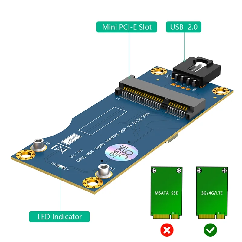 

Well Made-Mini PCI-E To USB Adapter With SIM Card Slot For WWAN/LTE Module