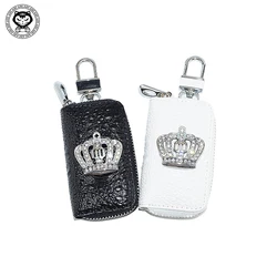 Crown Car Key Holder Storage Case Crystal Diamond Keychains Key Cover Remote Key Bag with Crown Interior Accessories