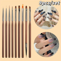 9pcs UV Gel Nail Brush Liner DIY Painting Pen Manicure Nails Tip Display Painting Tool Acrylic Drawing Brush for Nail Art Design