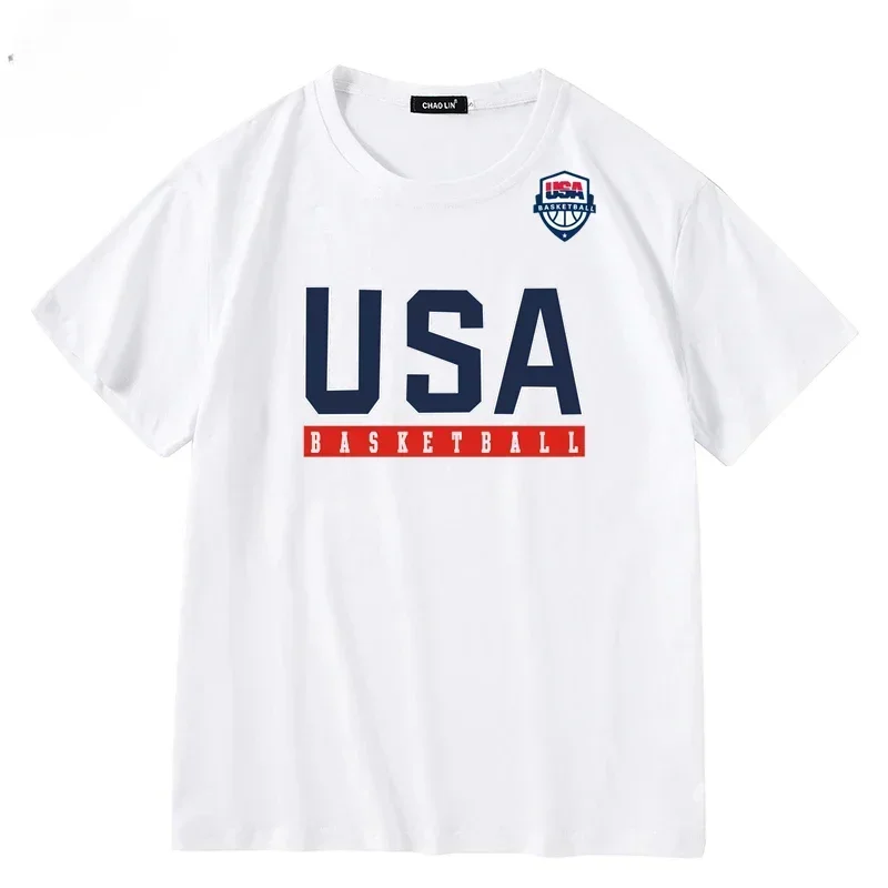 World Cup Basketball Fan T-shirt Men\'s And Women\'s Basketball Cotton Short Sleeved Sportswear For The US Team All Star Summer