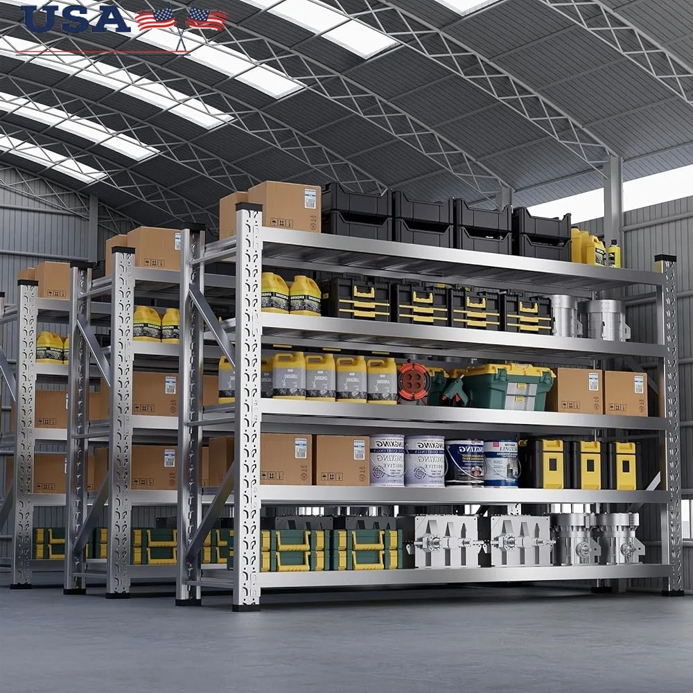 

Heavy Duty Stainless Steel Garage Shelving 5 Tier Adjustable Storage Unit Industrial Rack DIY Organization Solution