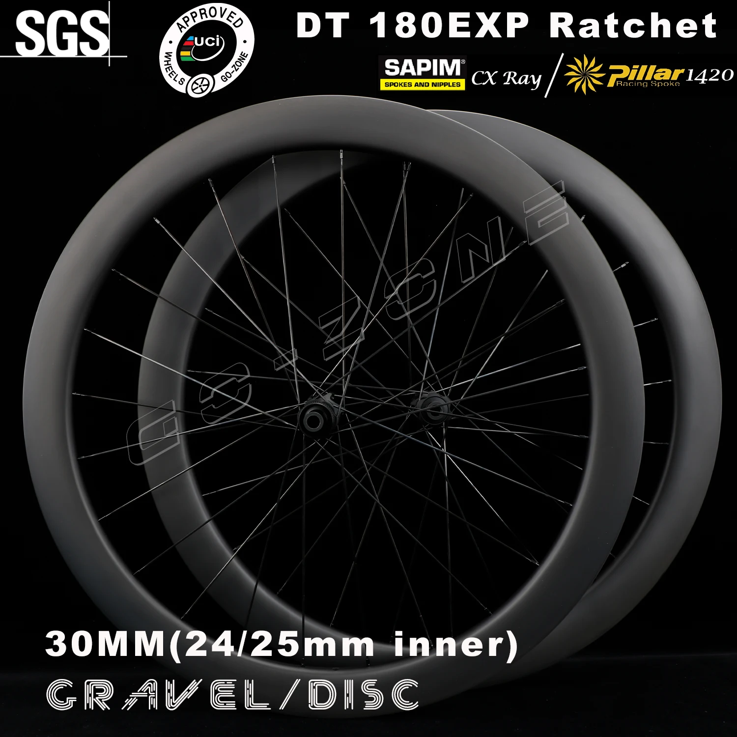 

700c Road Carbon Wheels Disc Brake DT 180 Sapim CX Ray / Pillar 1420 Gravel Cyclocross 30mm Clincher Tubeless UCI Bike Wheelset