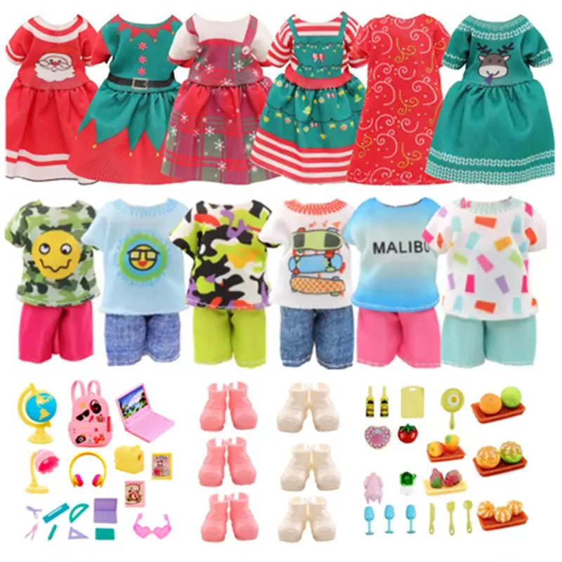 

Kawaii Items Fashion Doll Clothes Christsmas Dress Kids Toys 5.5 Inch Doll Outfit Mini Dollhouse Accessories For Barbie Sister