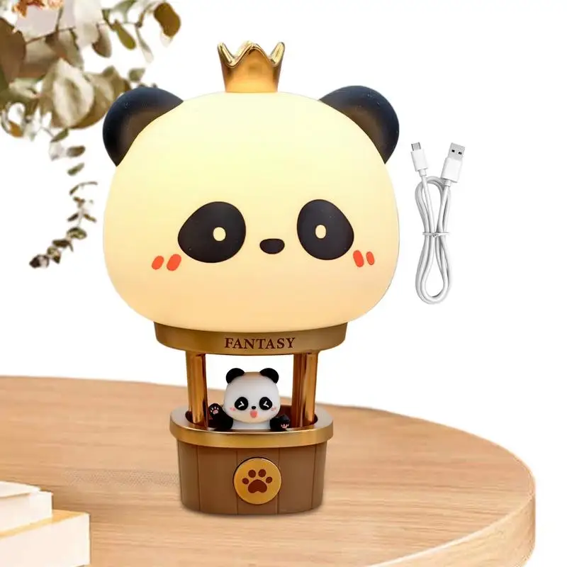 

Panda Night Light Panda Hot Air Balloon Nightstand Lamp 3-Gear Dimmable Lamp Rechargeable Atmosphere Light For Bedroom Living