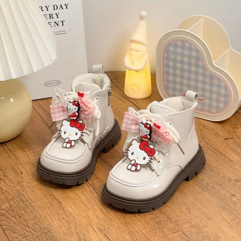 حار سانريو مرحبا كيتي أحذية الطفل Kawaii أنيمي طالب عادية عدم الانزلاق مقاوم للماء مقاومة للاهتراء الراحة عالية الجودة مارتنز الأحذية #3