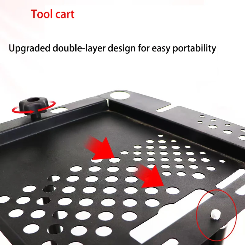 

2-Tier Rolling Storage Cart for Workshop - Heavy Duty Tool Trolley with Wheels for Maintenance Organization