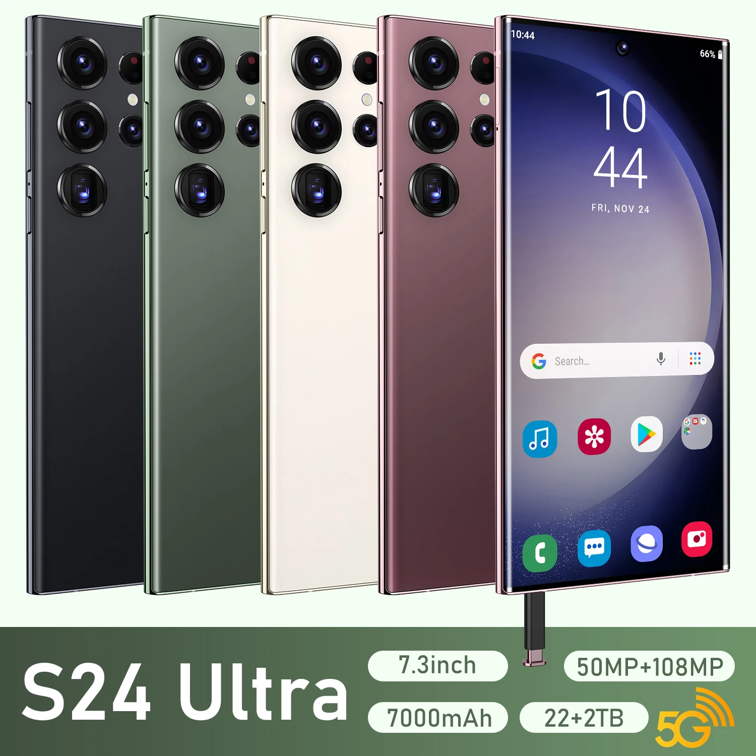 S24 Ultra Original Smart mobilephone 7000mAh Battery 50MP+108MP Camera 22GB +2TB Expandable Face Recognition Unlockmobilephone