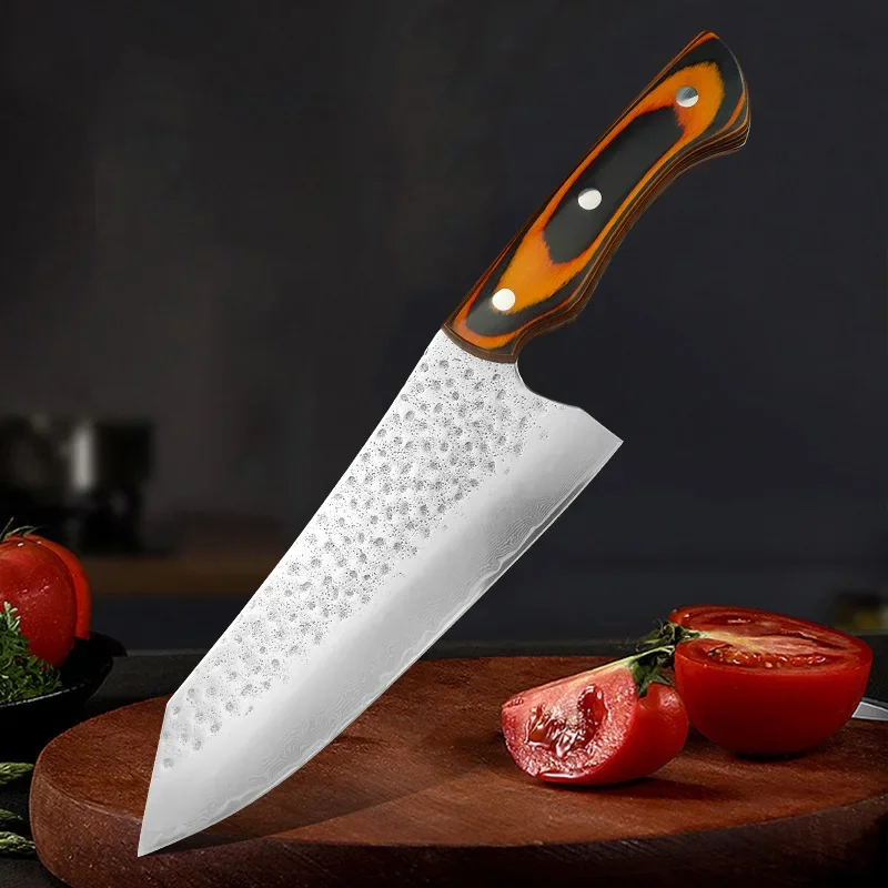 Knochen Damaskus Messer Fleisch Obst Gemüse Metzger Messer Holzgriff Küchenmesser Koch Koch Hackmesser geschnittenes Fleisch Knochen messer