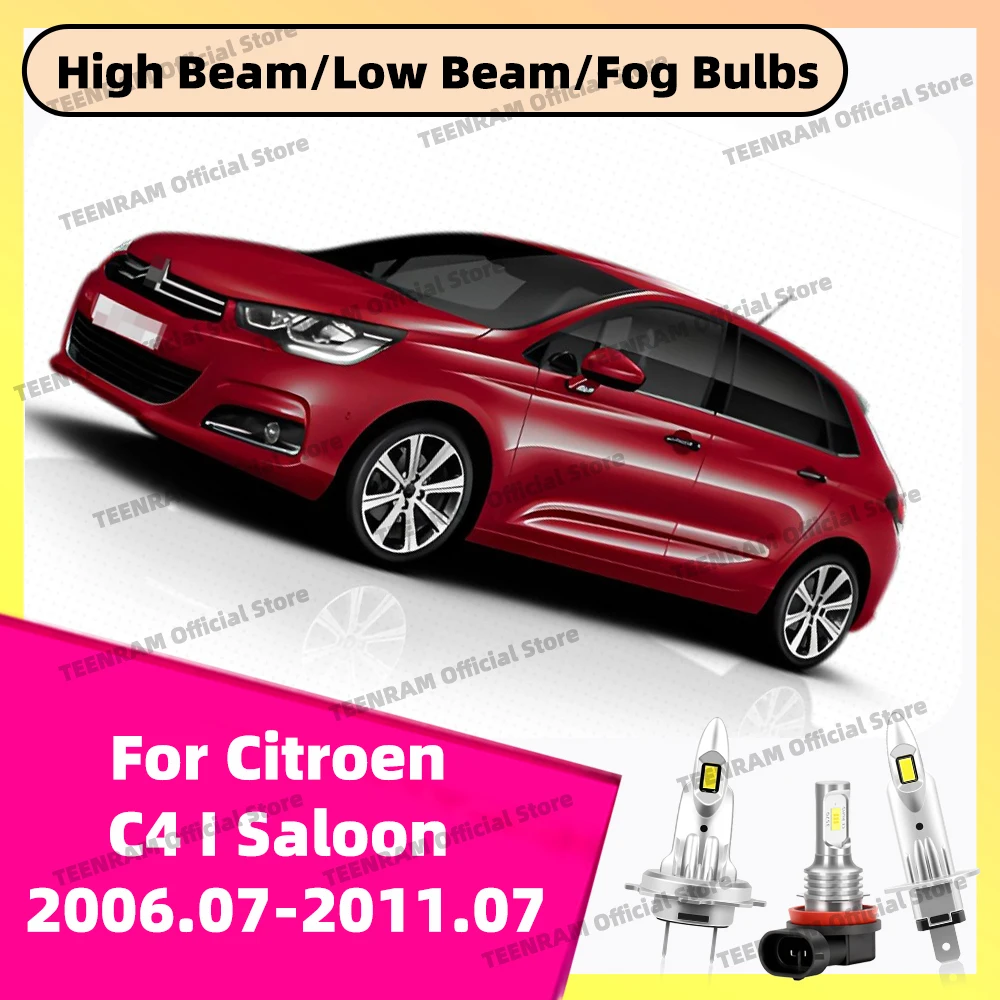 

2/6x Auto LED For Citroen C4 1 I Saloon 2007 2008 2009 2010 Headlights Fog Bulbs 6000K Car Front HeadLamps 30000LM 12V Plug&Play