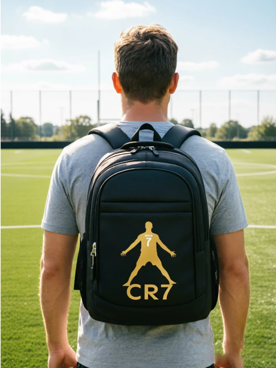 CR7 Business Large Capacity Laptop Backpack Football Printed Nylon Casual Travel Schoolbag Urban Style Daypack Mochilas
