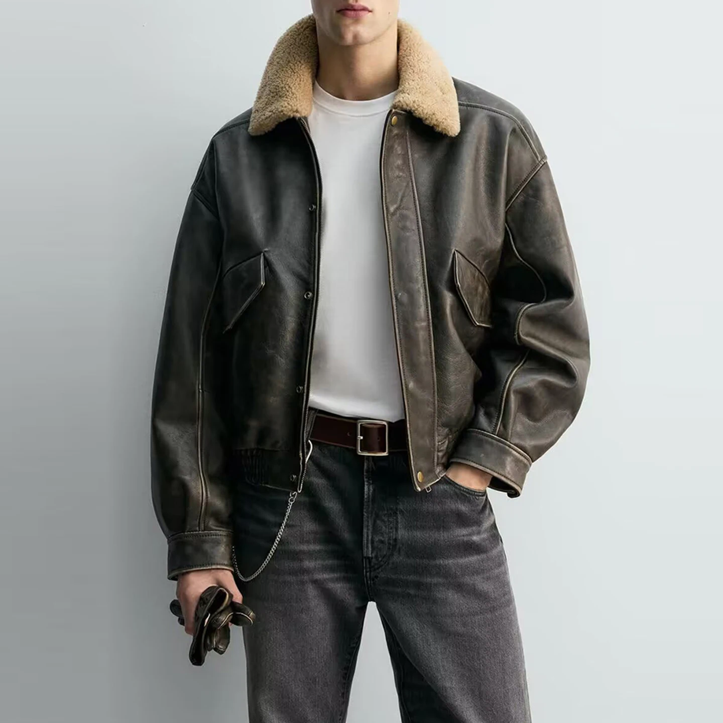 Faionable Pilot Jaet Men's ort Sve Long Sve Color Blo Casual Sle Youth Autumn New Arrival Z Brand