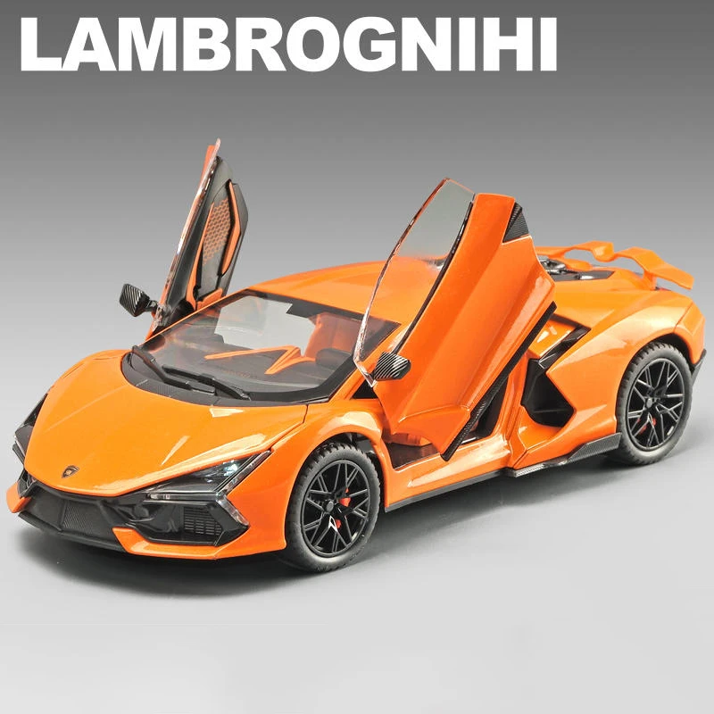 Lambos-Coche de aleación de supercoche, vehículo fundido a presión y de juguete, modelo de coche de juguete de Metal, colección de sonido y luz, 1:24