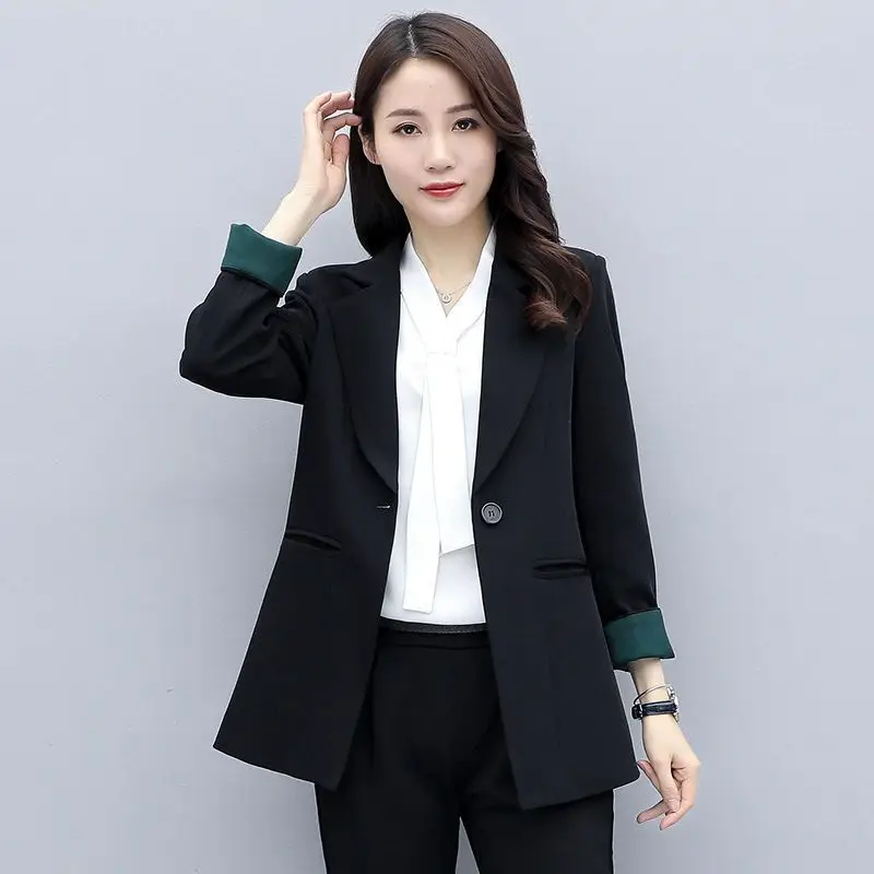 

2023 Spring Autumn Women Medium Long Slim Small Suit Jacket Female New Korean British Style Online Celebrity Loose Black Blazers