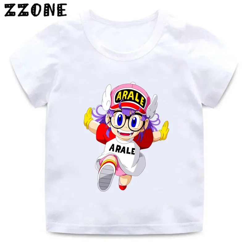 Anime Arale Dr Slump Print Cartoon Kids T-Shirts Cute Girls Clothes Baby Boys Short Sleeve T shirt Summer Children Tops,ooo5110