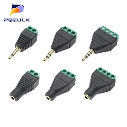 3.5mm 3 Pole 4 Pole male Connector Terminal 3pin 4pin Audio AUX earphone adapter To Headphone Jack Stereo Plug Solderless DIY