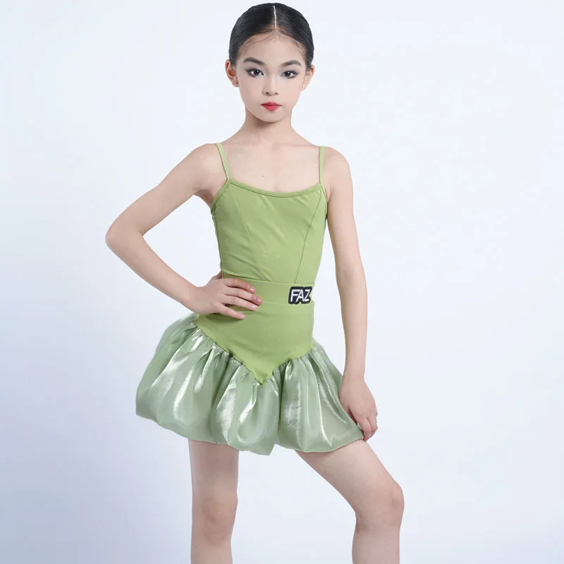 

Green Mesh Latin American Dance Dress Girl Standard Woman Dance Dress Latin Skirt Stage Costume Stage Outfit Latin Dance Dress