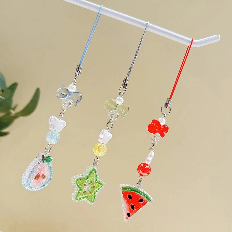 Cute Fruit Shape Phone Charm Mobile Phone Lanyard Smartphone Chain Bag Pendant Cellphone Case Decoration Keychain Phone Strap