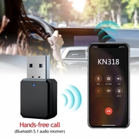 Bluetooth-compatible 5.1 Audio Receiver Dual Output AUX USB Stereo Car Hands-free Call Built-in Microphone Mic Wireless Adapter