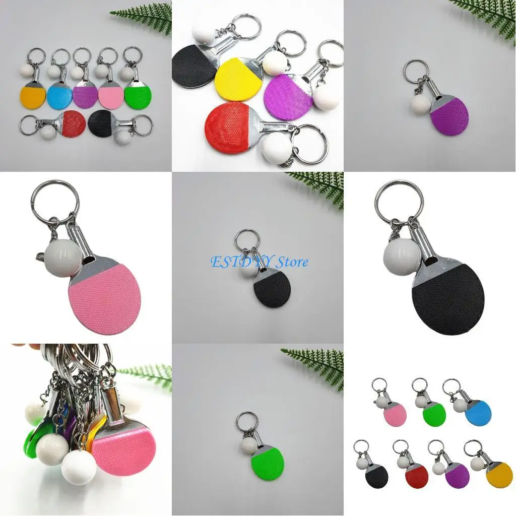 G6DE Table Tennis Keychain Keyring Car Rings Sport Pingpong Chain Bag Pendant