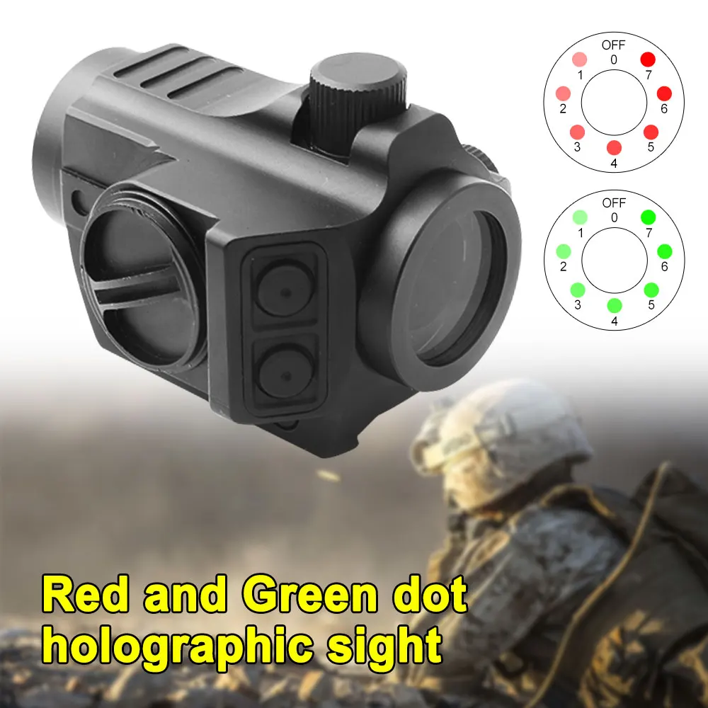 20Mm Rail Riflescope Optik Berburu Merah & Hijau Dot Holografik Penglihatan Refleks Taktis Teropong Kolimator Penglihatan Redup Dalam 7 Langkah