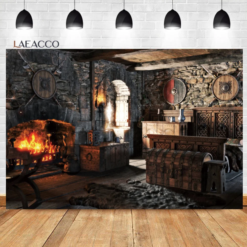 

Laeacco Western Vintage Old House Kitchen Fireplace Background Rural Farmhouse Interior Cowboys Portrait Photography Backdrop