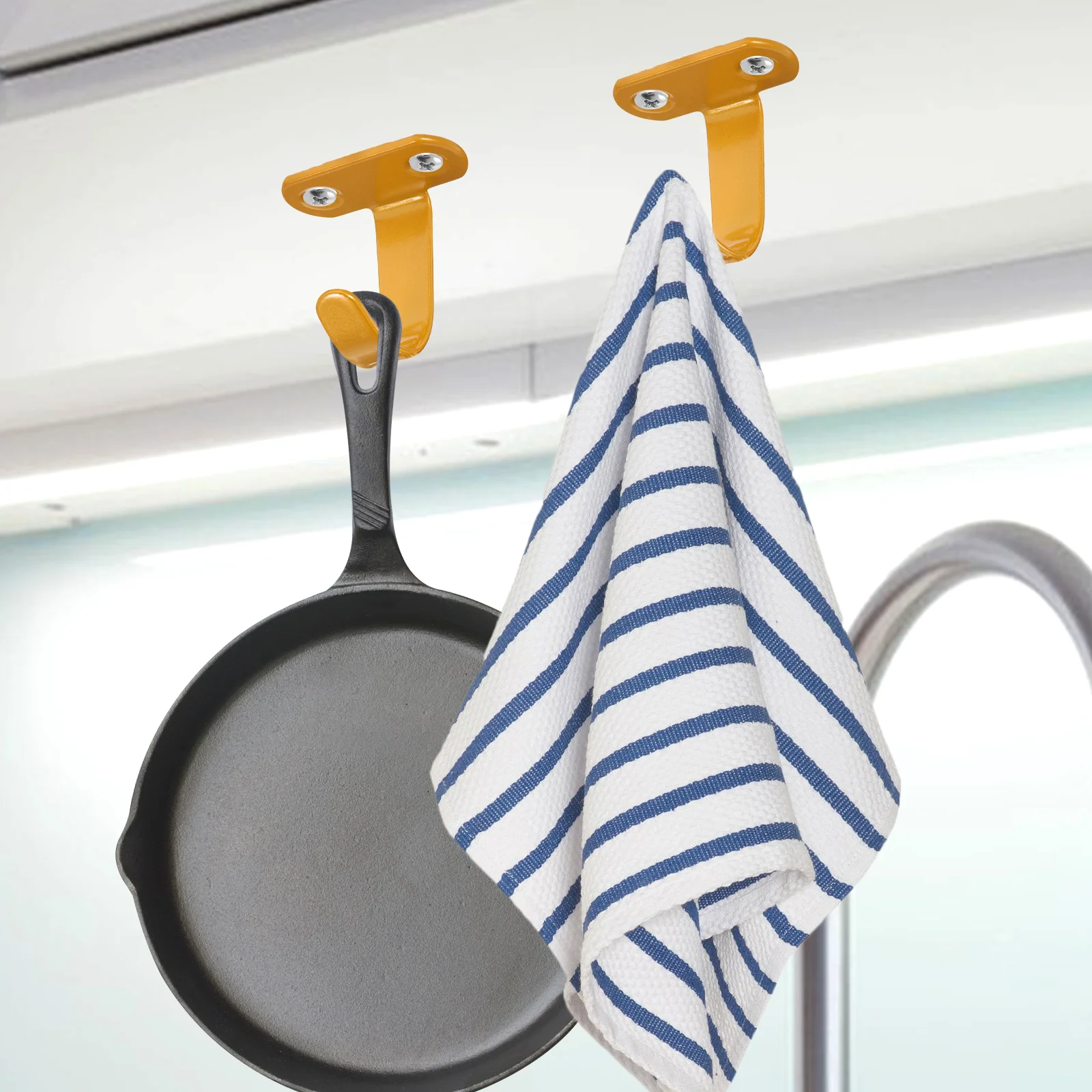 6 Pcs Hook up Ceiling Hooks Metal Mounted on Wall Hangers Screw Hanging Iron Fixing