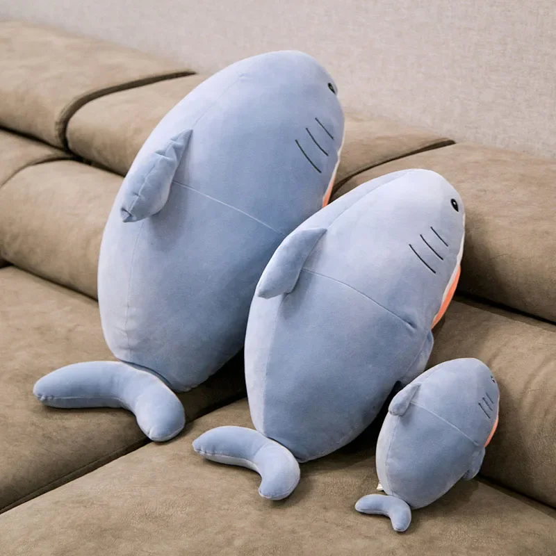 lovely shark plush bolster cat inner design indoor sleeping cushion living room decoration daily use practical birthday souvenir