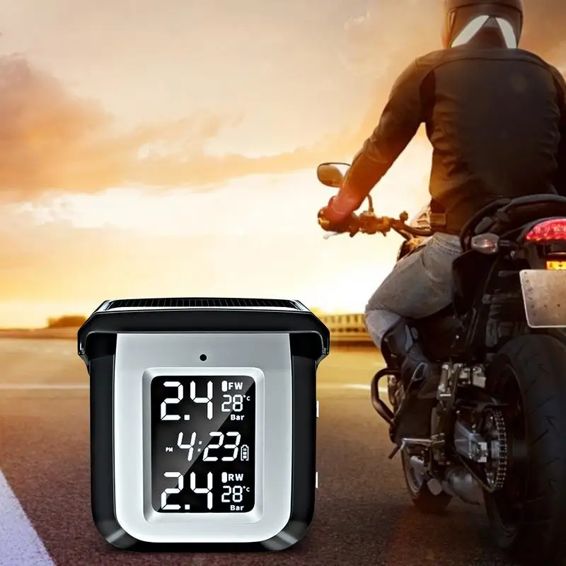 Motorfiets Bandenspanning Sensor Motorfietsen Draadloze Tpms Met Display Real-Time Monitoring Systeem Voor Tweewielige Motorvoertuigen