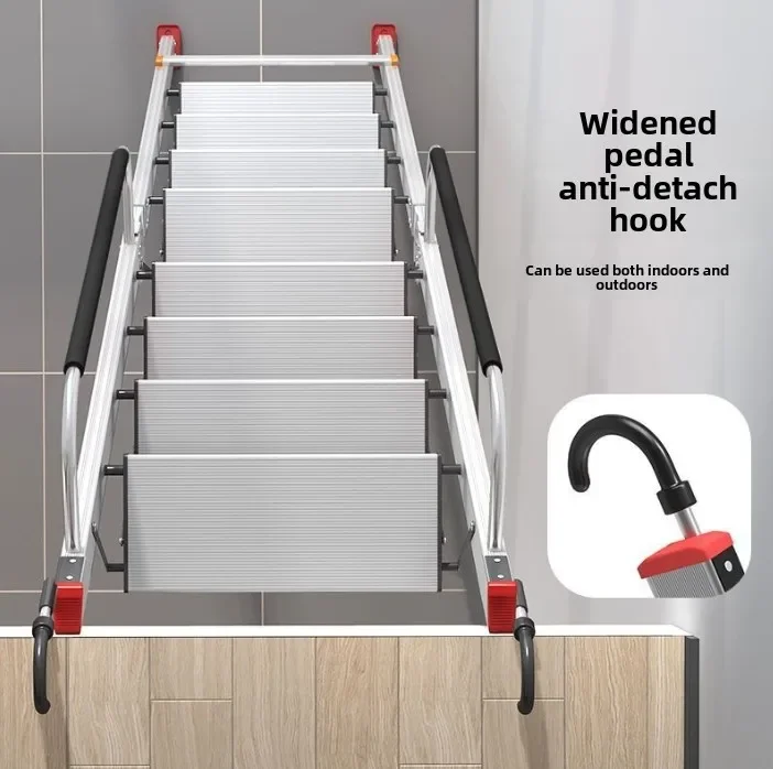 Portable Ladder, Household Aluminum Alloy Folding Ladder, Straight Ladder Escalator Portable Mobile Stair Climbing