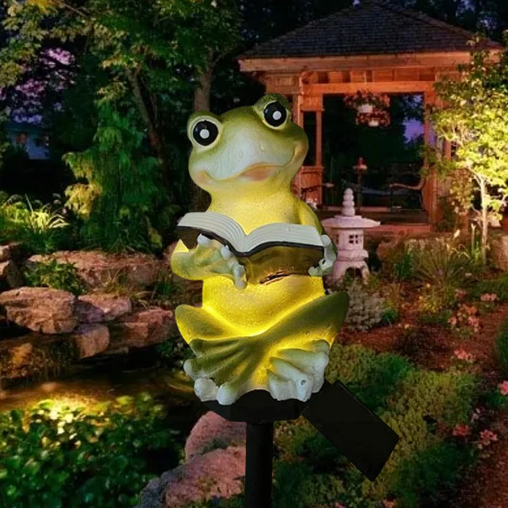 Lampe LED Solaire Extérieure en Résine, Statue de Grenouille, Étanche, sur Piquet, pour la Décoration de la Maison, de la Pelouse