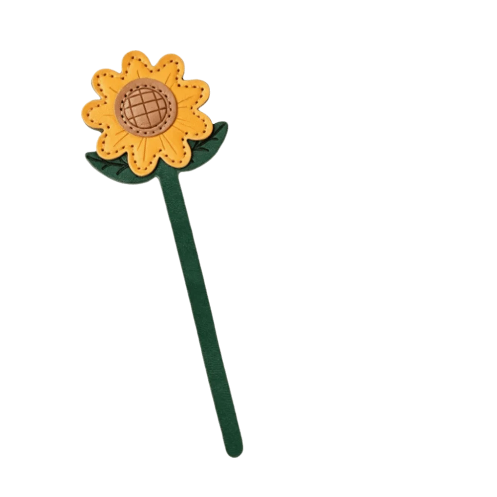 Cute Faux Leather PU Bookmark Floral Patterns Soft Page Marker Sunflower Rose Long Bookmark Writers