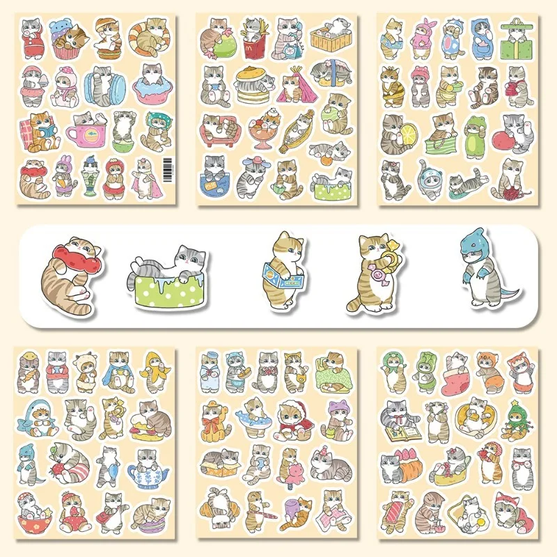 

100 шт., наклейки в форме кошки Mofusand, персонажи аниме, детские награды, уплотнительные наклейки для ручного счета, наклейка на чашку воды для багажа