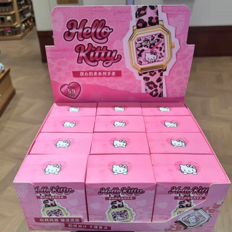 Anime Figures Sanrio Hello Kitty Sweetheart Leopard Watch Cartoon KT Cat Electronic Watch Blind Box Toys Decoration  Gifts view 6