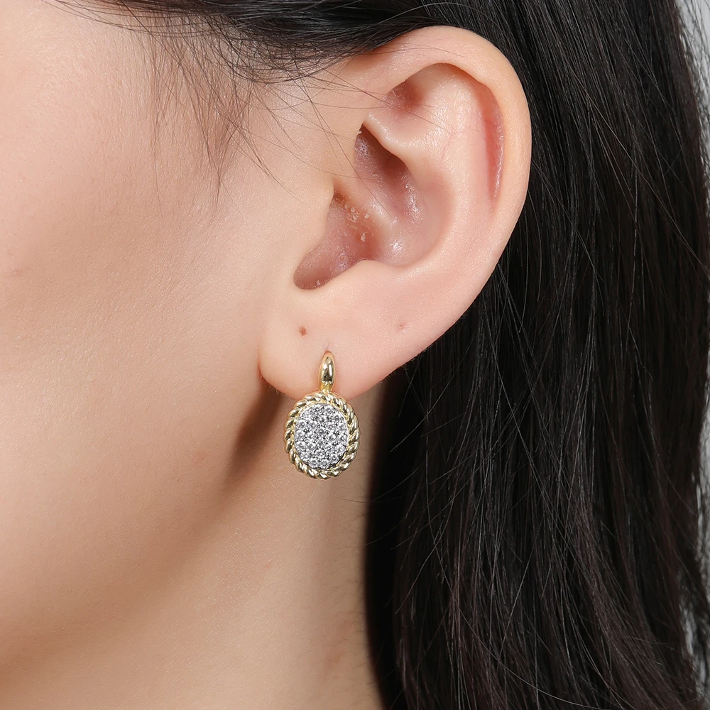 Ovale Ohrringe und Ring mit Diamantenbesatz, verkupfert, 14K vergoldet, modischer Schmuck, vielseitige Accessoires für den täglichen Gebrauch. – Detail 5