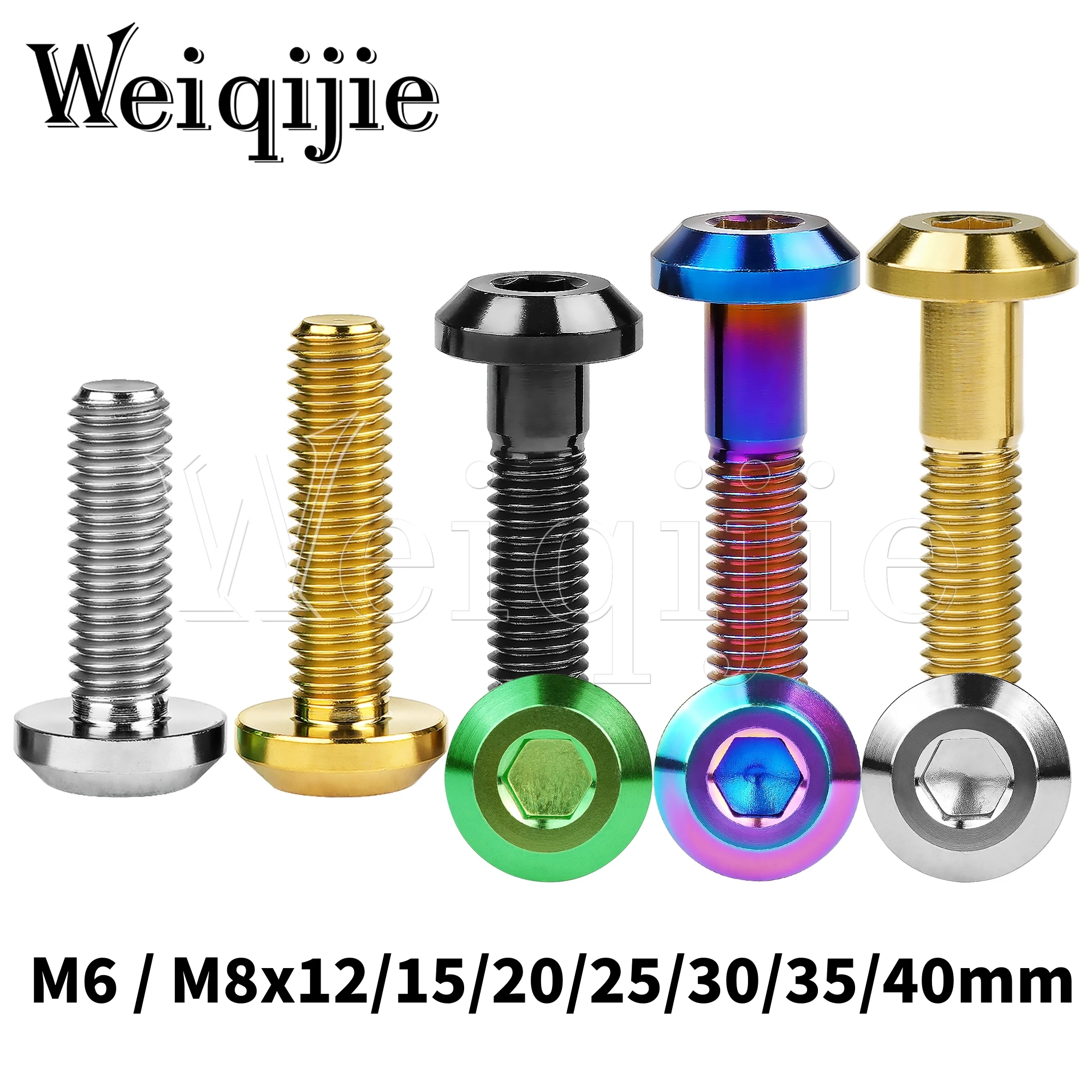 Weiqijie Titanium Bolt M6 / M8x12/15/20/25/30/35/40mm Hexagon Socket Head for Bicycle And Motorcycle Brake Disc