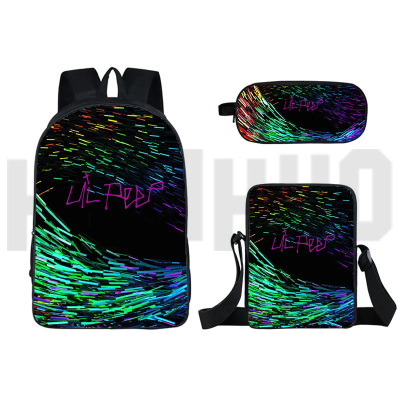 Hot 3D Rapper Lil Peep Backpack Boys Girls Pencil Case Women Travel Bags Children Kids Back To School 3pcs Waterproof Laptop Bag