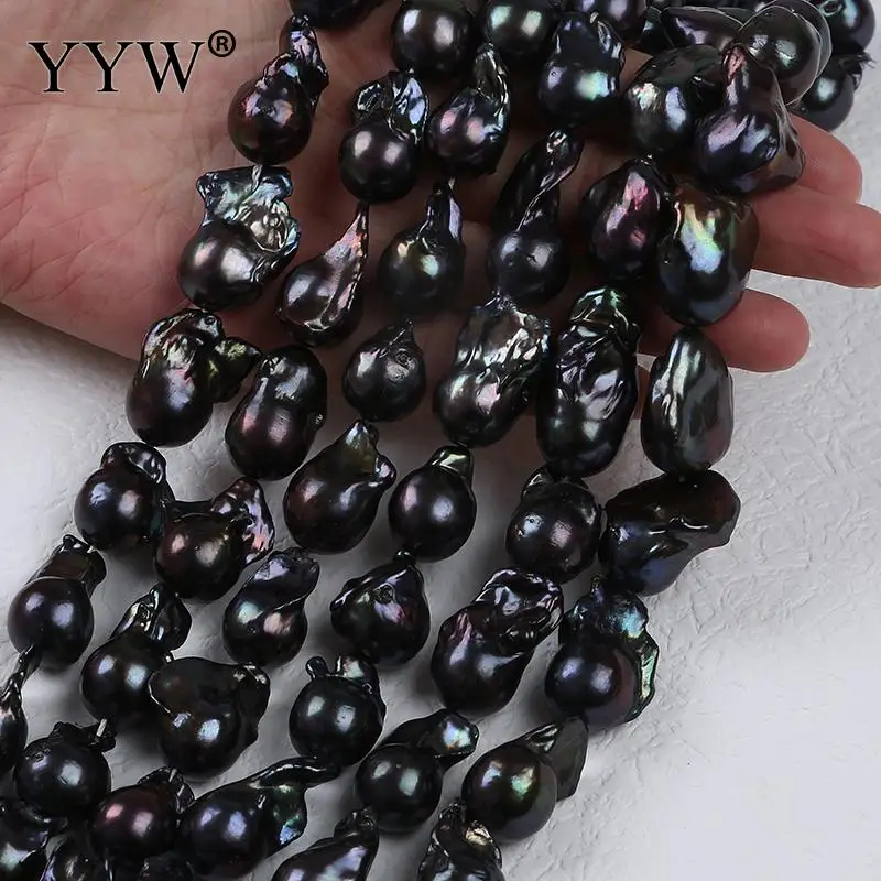 16-23mm Irregular Pearl Beads AA Black Flameball Baroque Pearls For Bracelets Jewelry Making Cultured Freshwater Nucleated Pearl