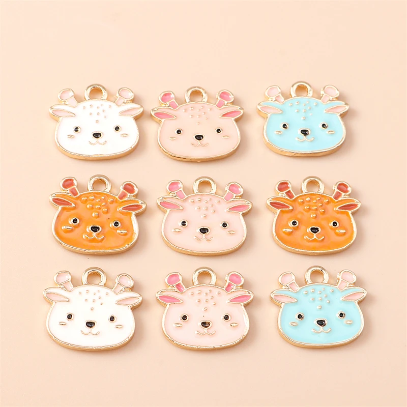 

20pcs 15x13mm Cartoon Enamel Animal Deer Head Charms Pendants for Jewelry Making Drop Earrings Necklaces DIY Crafts Accessories