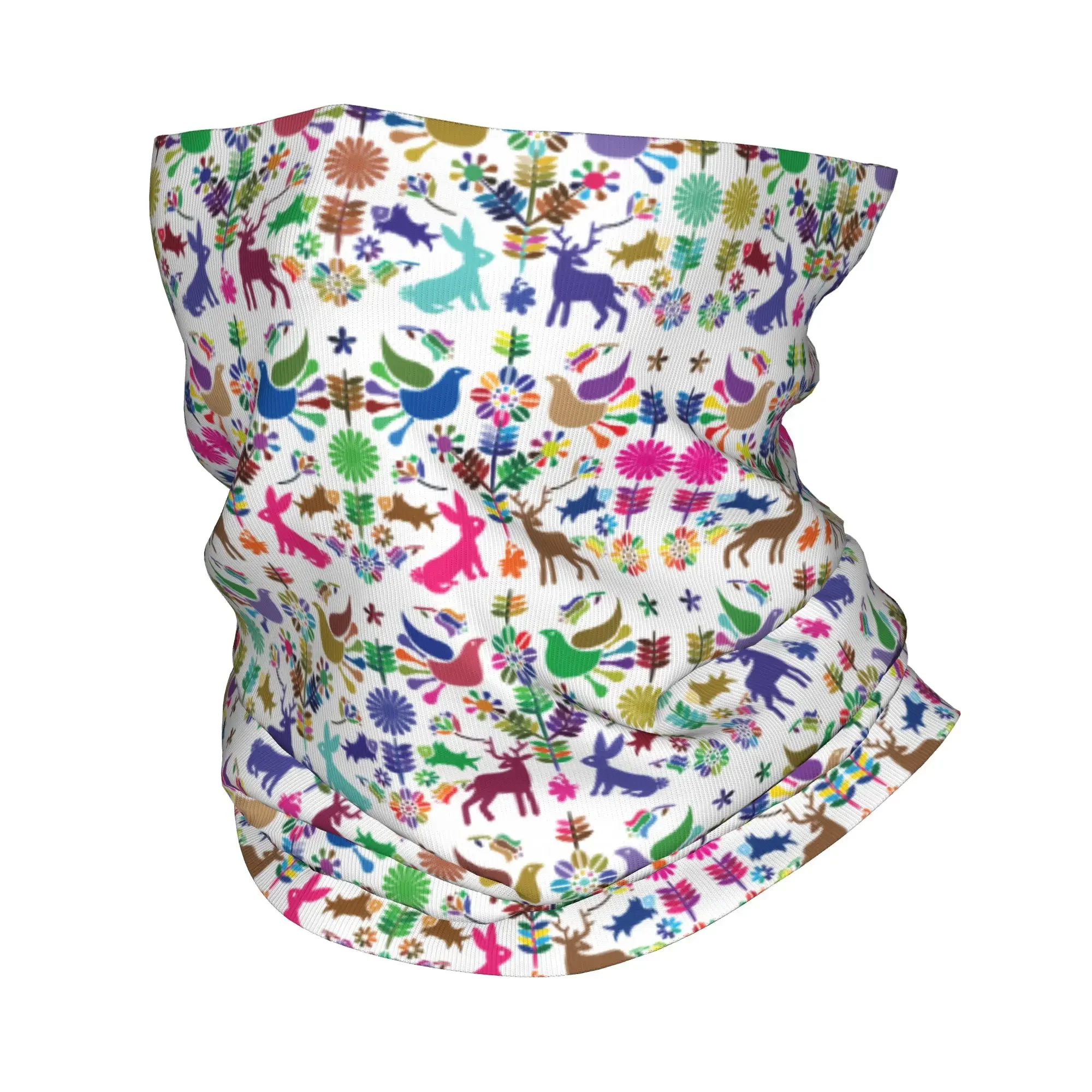 New Fashion Mexican Flower Otomi Birds Pattern Bandana Neck Warmer Women Men Winter Hiking Ski Scarf Gaiter  Face Cover