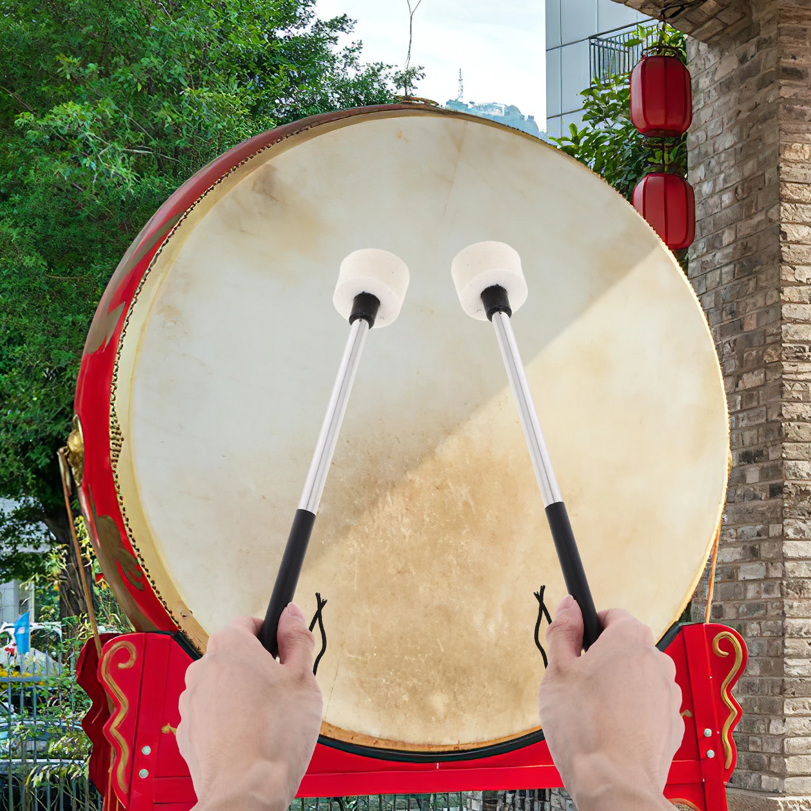 

2Pcs StainlessSteel Drumsticks FeltTip NonScratch Drumheads Lightweight IdealNewDrummers Practice DrumKits PercussionInstruments